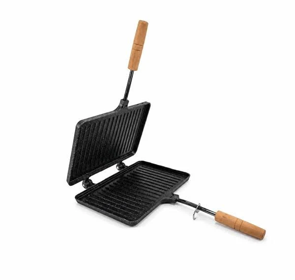 TOST1 Madfox GrillPress Granit Döküm Çift Taraflı Tost & Izgara Tavası - Görsel 1